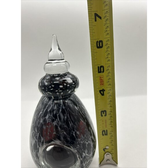 Vtg Smoke Amethyst Tear Drop Blown Glass 3 Window Perfume Bottle - Picture 10 of 10